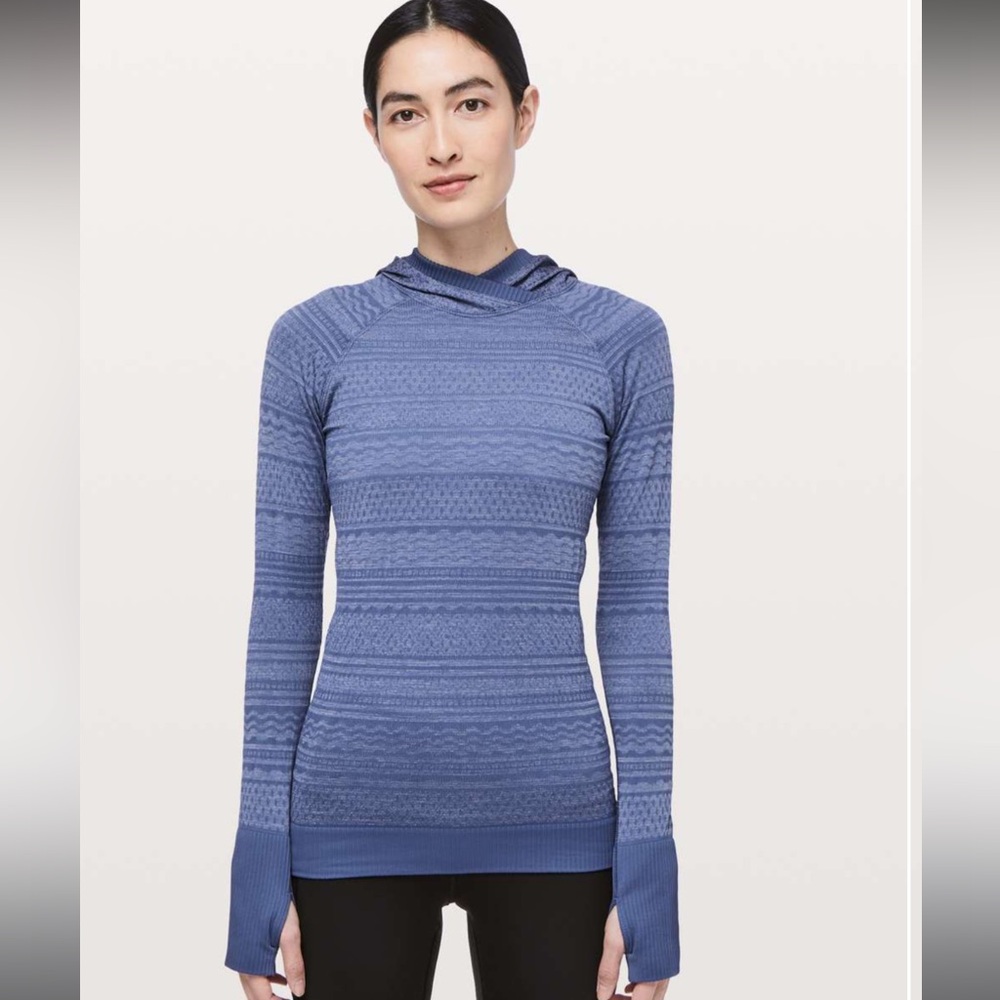 Lululemon Rest Less Hoodie Gatsby Blue White size 6